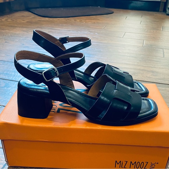 Miz Mooz Shoes - Miz Mooz Black Leather Oakley Sandals